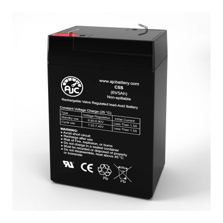 Battery Clerk AJC Leoch DJW6-4.0 Sealed Lead Acid Replacement Battery 5Ah, 6V, F1 AJC-C5S-V-0-191147